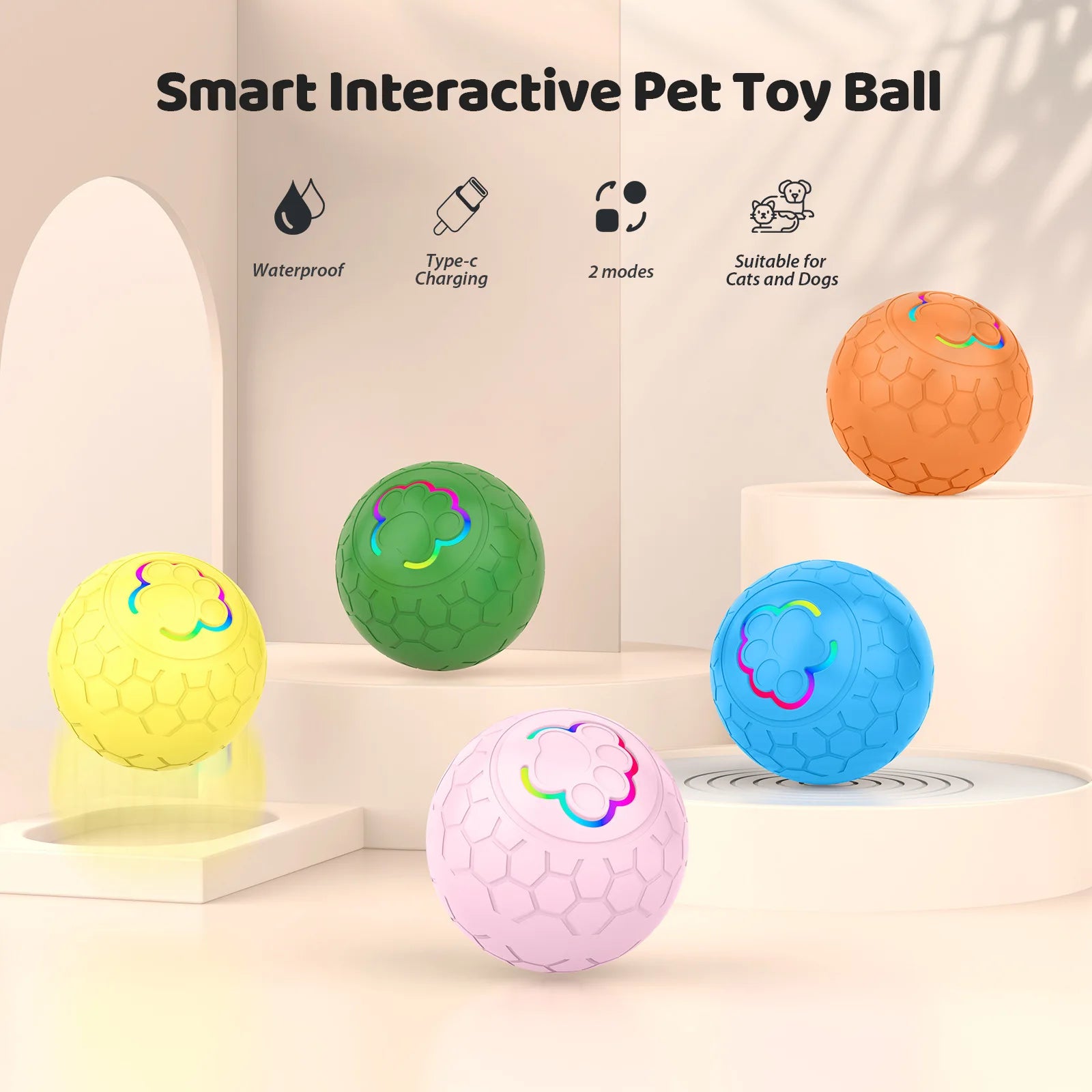 Smart Interactive Dog Toy Ball LED Rolling Toy