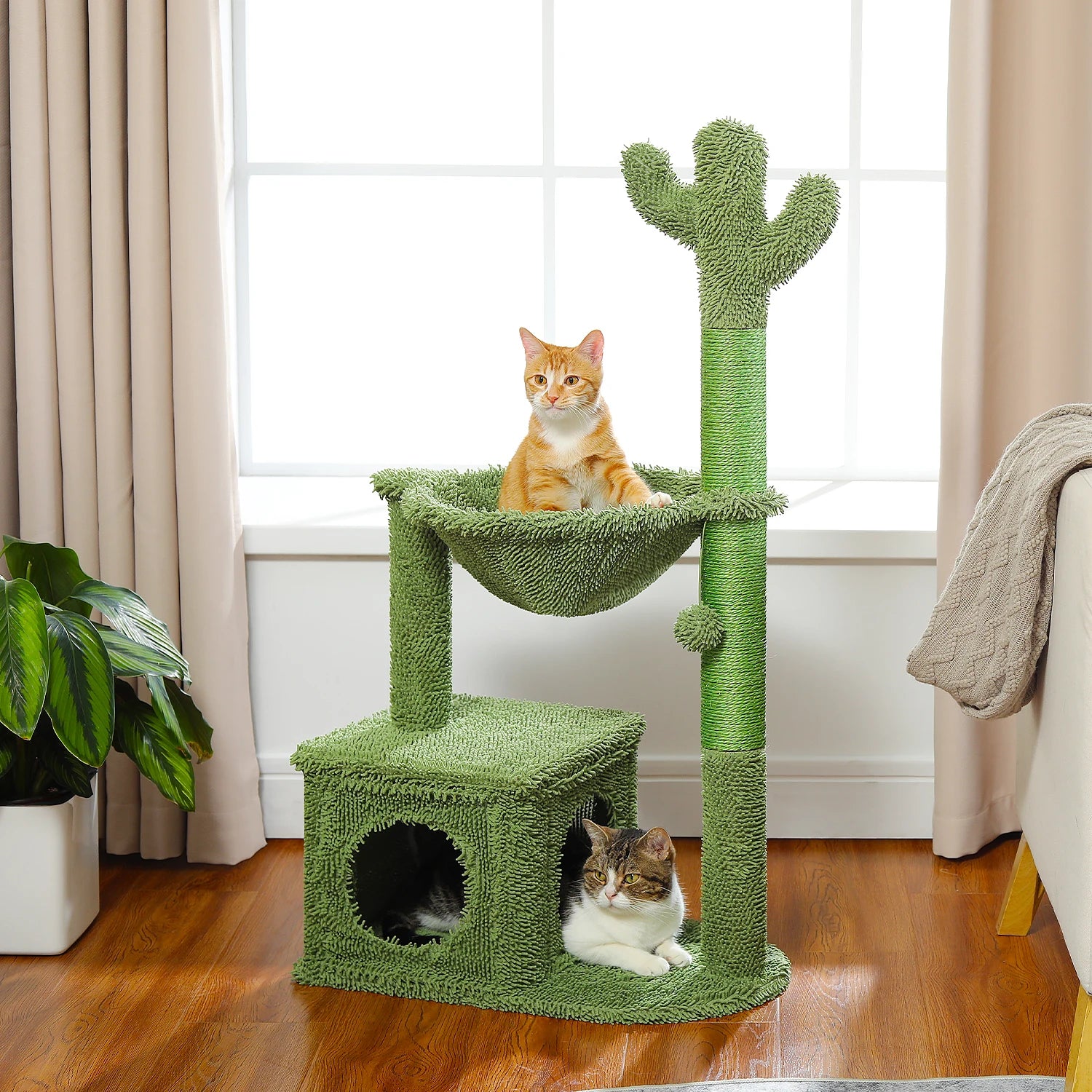 Cactus Cat Tree Tower with Condo & Hammock
