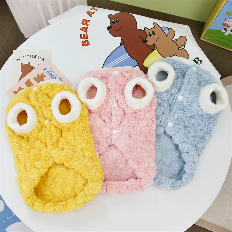 Plush Button Jacket for Small Dogs & Cats