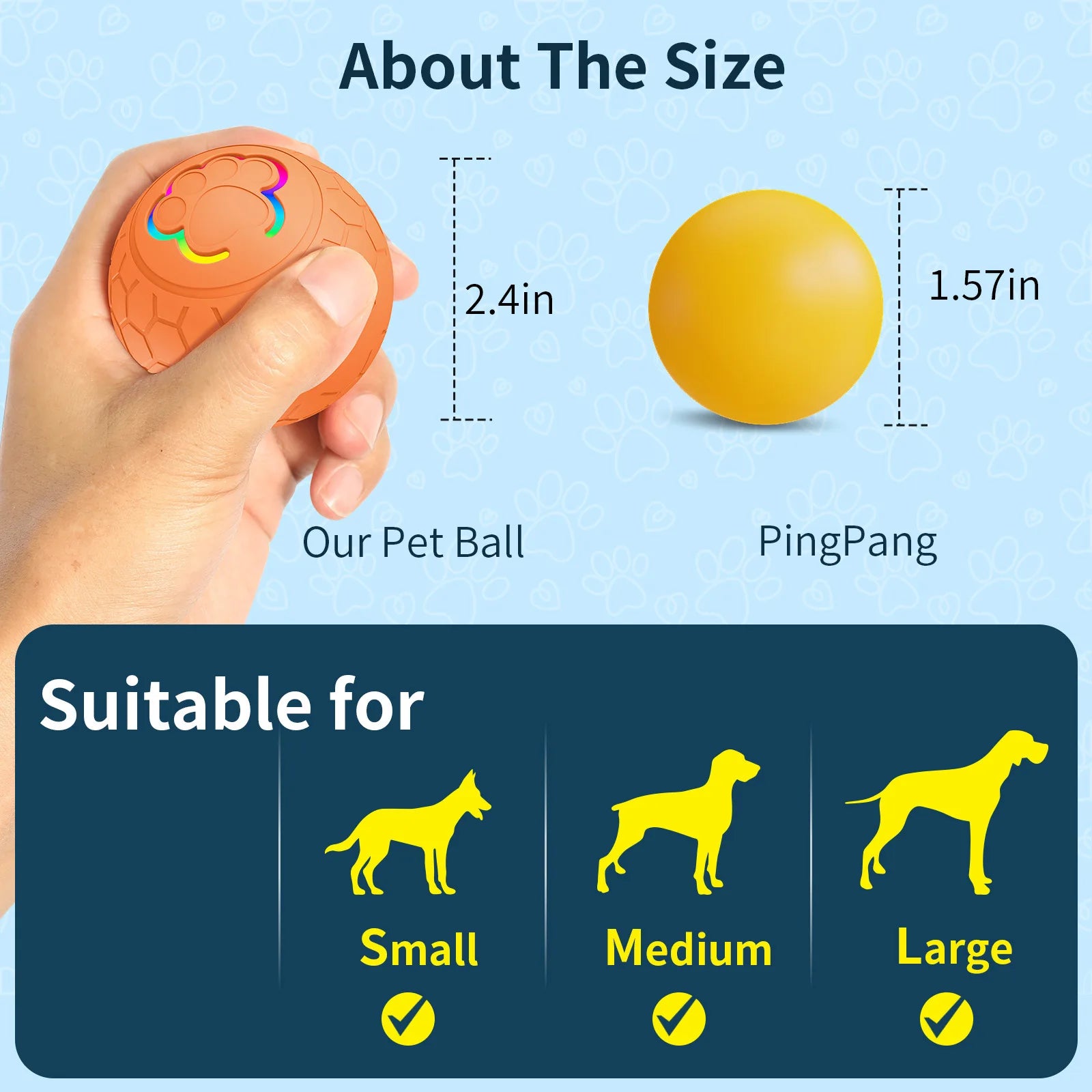 Smart Interactive Dog Toy Ball LED Rolling Toy