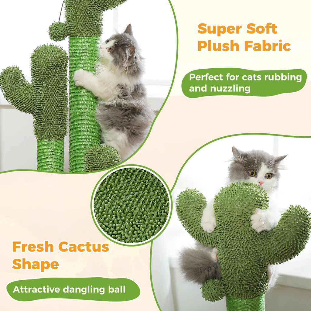 Cactus Cat Tree Tower with Condo & Hammock