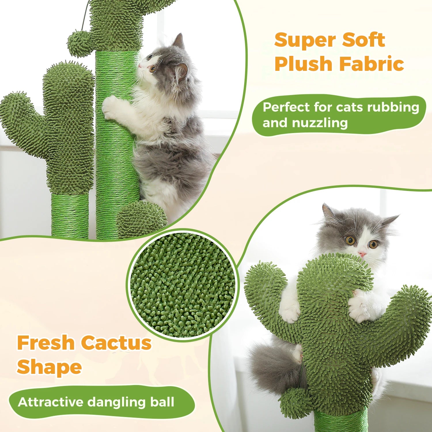 Cactus Cat Tree Tower with Condo & Hammock