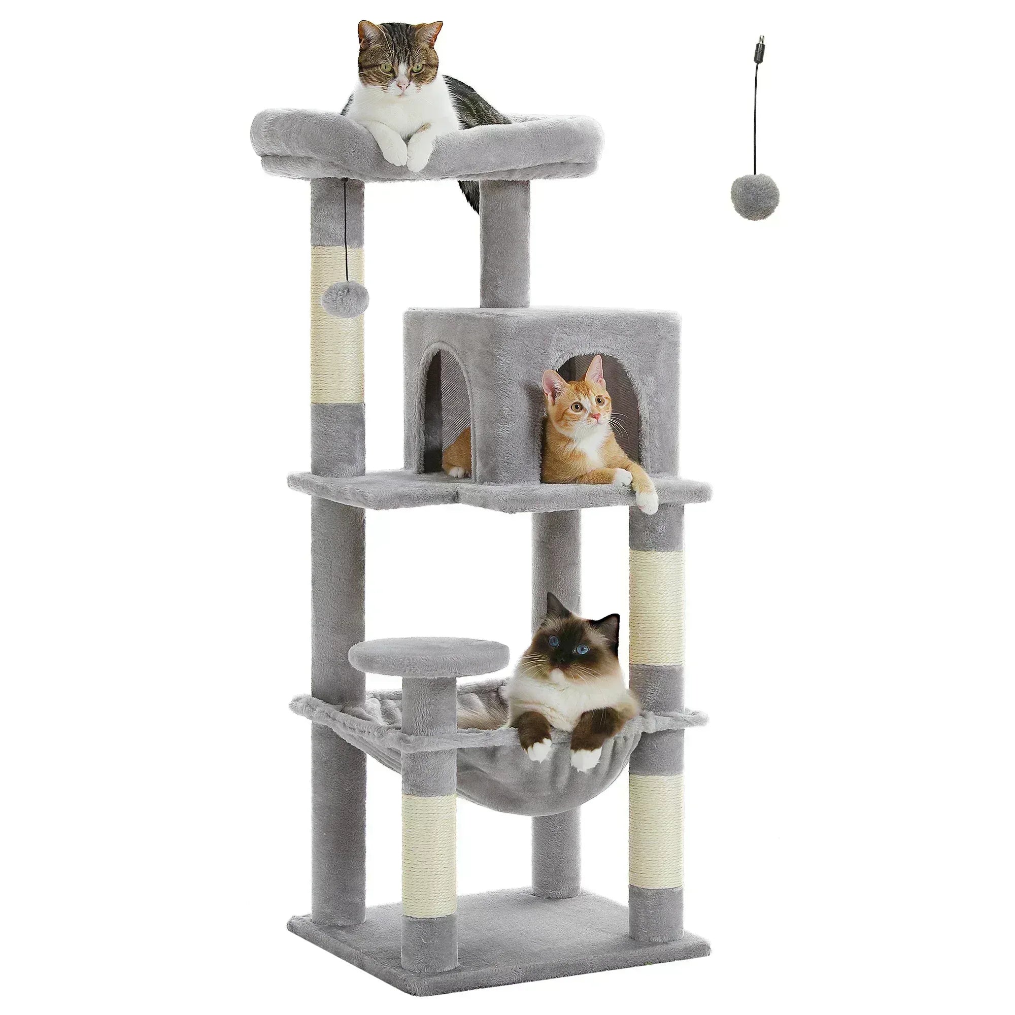 5-Level Cat Tree with Hammock & Top Perch – Indoor Tower for Large Cats - Veloro