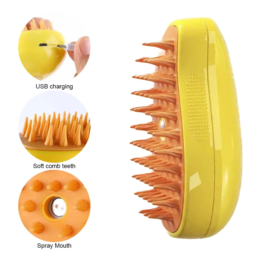 Electric Cat Grooming Brush with Spray