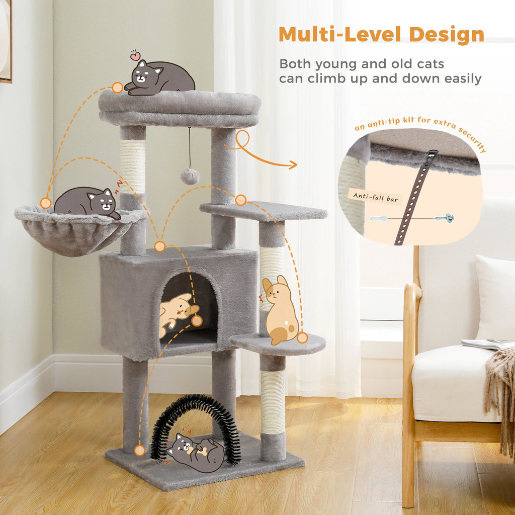 Multi-Level Cat Tree with Condo, Hammock & Scratching Posts