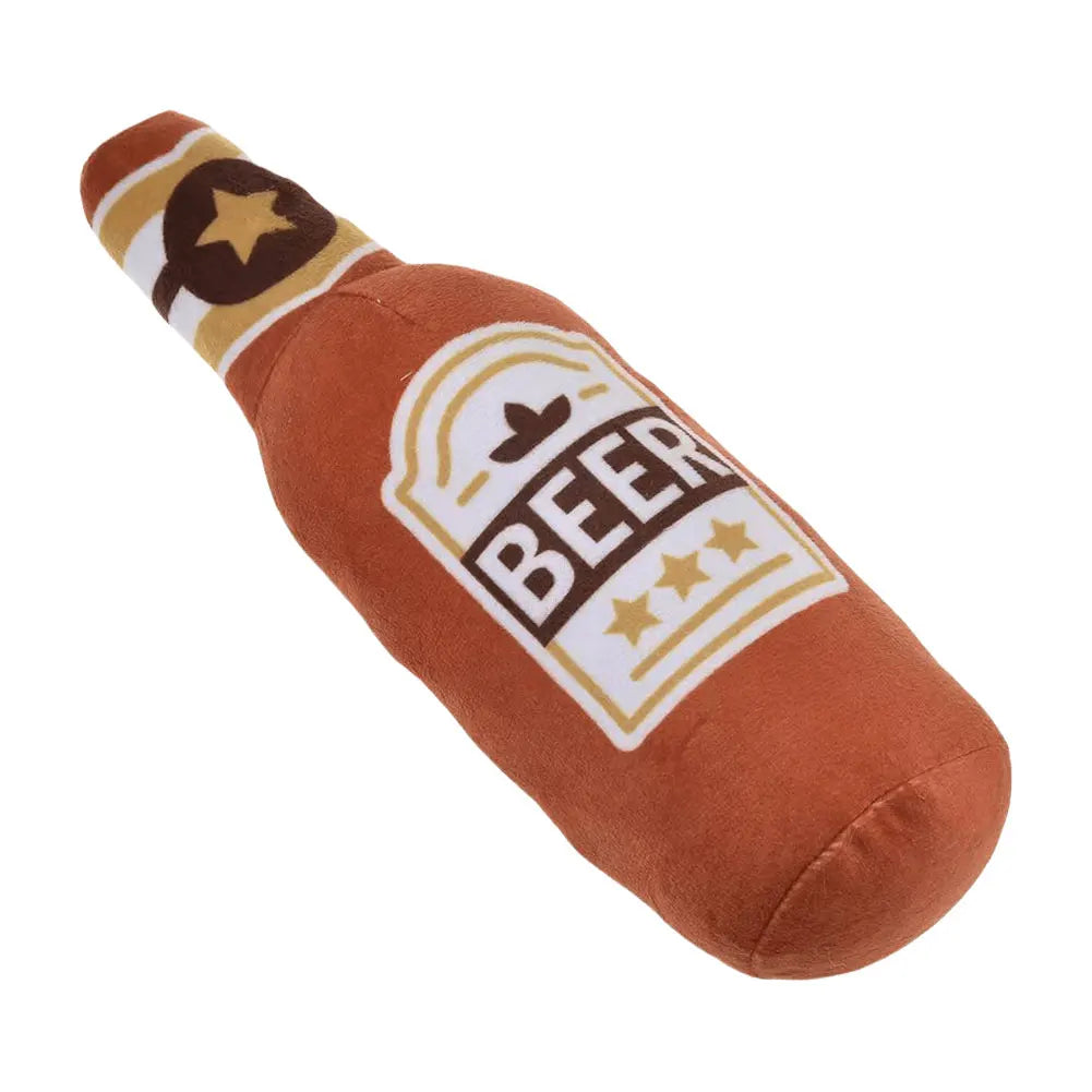 Beer Bottle Squeaky Dog Toy – Plush Chew Toy