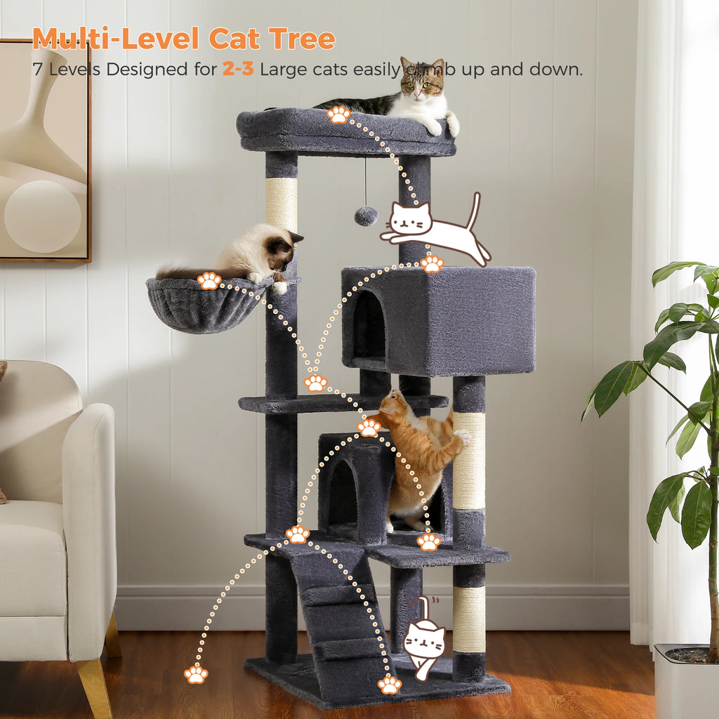 Multi-Level Cat Tree with Condo, Hammock & Scratching Posts