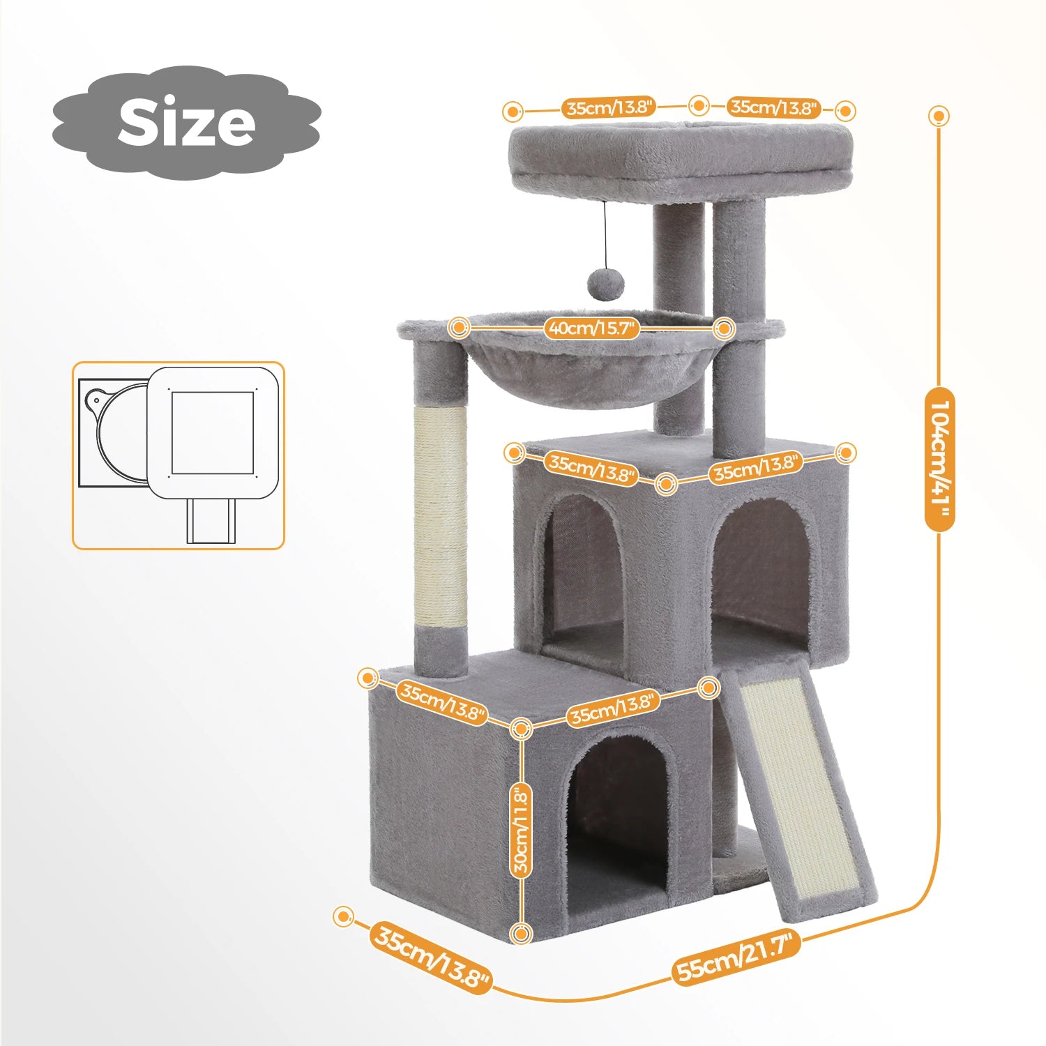 Large Cat Tree Tower with Condos, Hammock & Scratching Posts