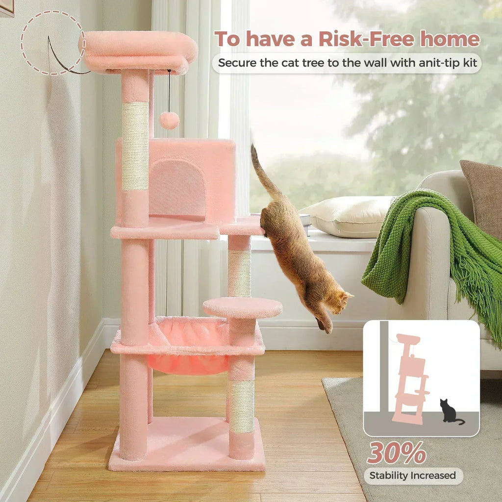 5-Level Cat Tree with Hammock & Top Perch – Indoor Tower for Large Cats - Veloro