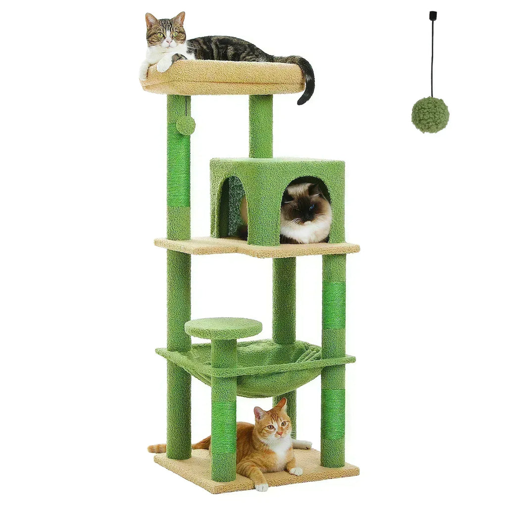 5-Level Cat Tree with Hammock & Top Perch – Indoor Tower for Large Cats - Veloro