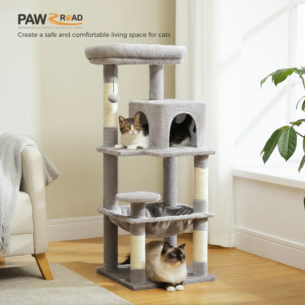 5-Level Cat Tree with Hammock & Top Perch – Indoor Tower for Large Cats - Veloro