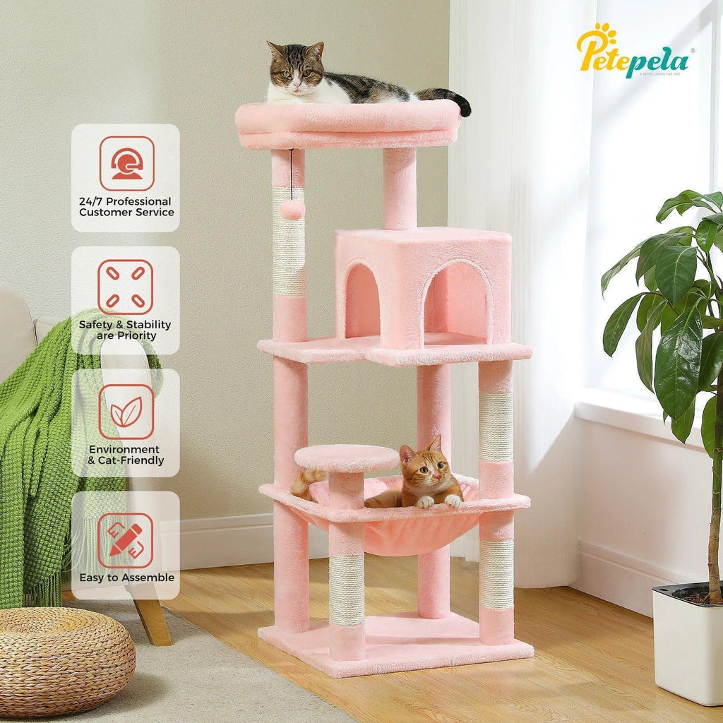 5-Level Cat Tree with Hammock & Top Perch – Indoor Tower for Large Cats - Veloro