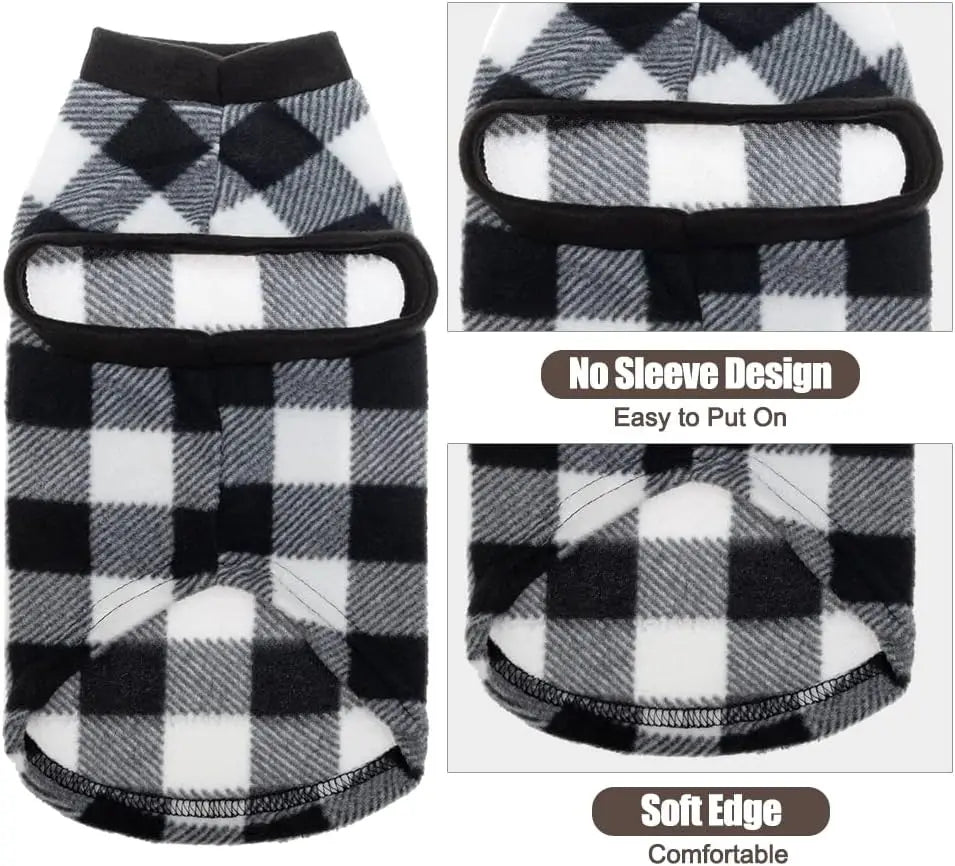Plaid Fleece Hoodie for Cats & Small Dogs