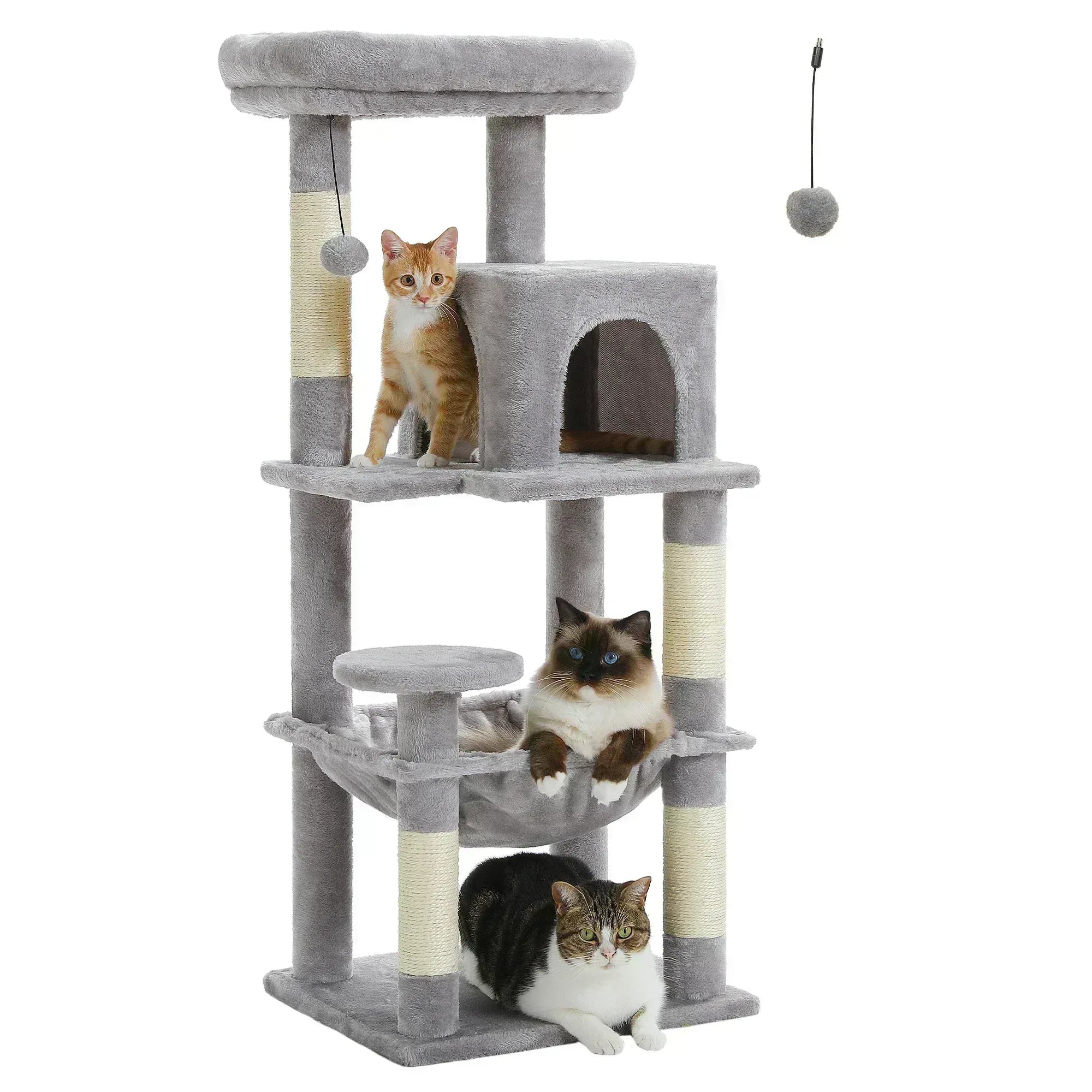 5-Level Cat Tree with Hammock & Top Perch – Indoor Tower for Large Cats - Veloro