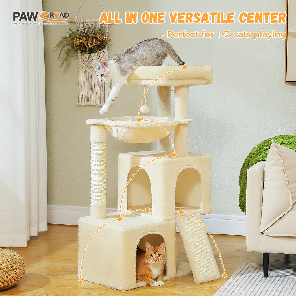 Large Cat Tree Tower with Condos, Hammock & Scratching Posts