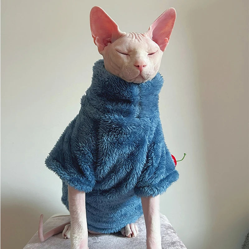 Cat Sweater Warm Velvet Vest for Small & Hairless Cats