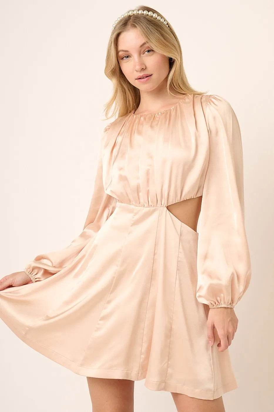 Mittoshop Satin Side Cutout Detail Mini Dress - Veloro