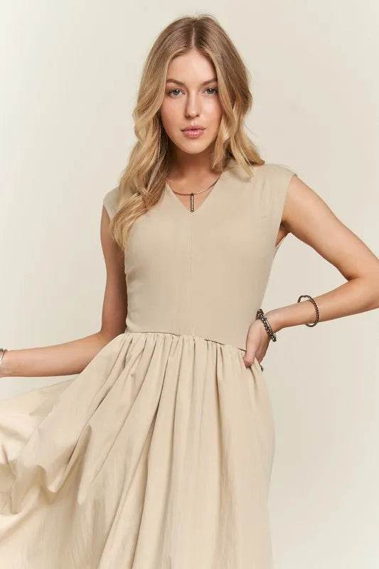 ADORA V-Neck Cap Sleeve Dress - Veloro