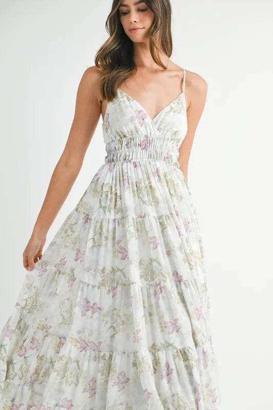MABLE Floral Print Tiered Cami Maxi Dress - Veloro