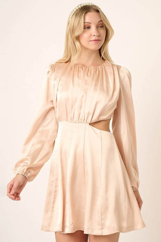 Mittoshop Satin Side Cutout Detail Mini Dress - Veloro