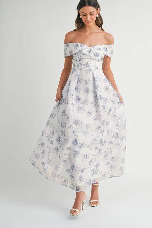MABLE Floral Printed Off Shoulder Maxi Dress - Veloro