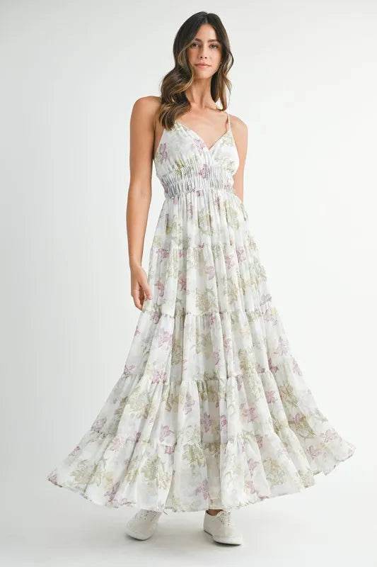 MABLE Floral Print Tiered Cami Maxi Dress - Veloro