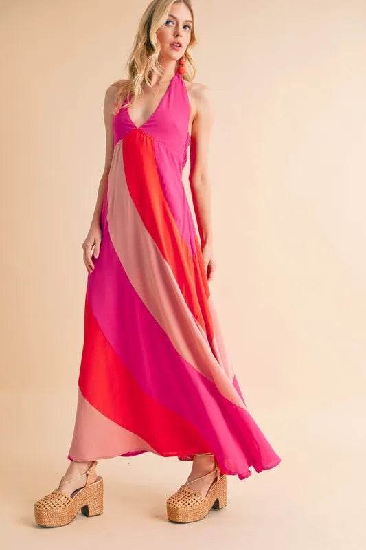 Aemi+Co Color Block Sleeveless Maxi Dress - Veloro