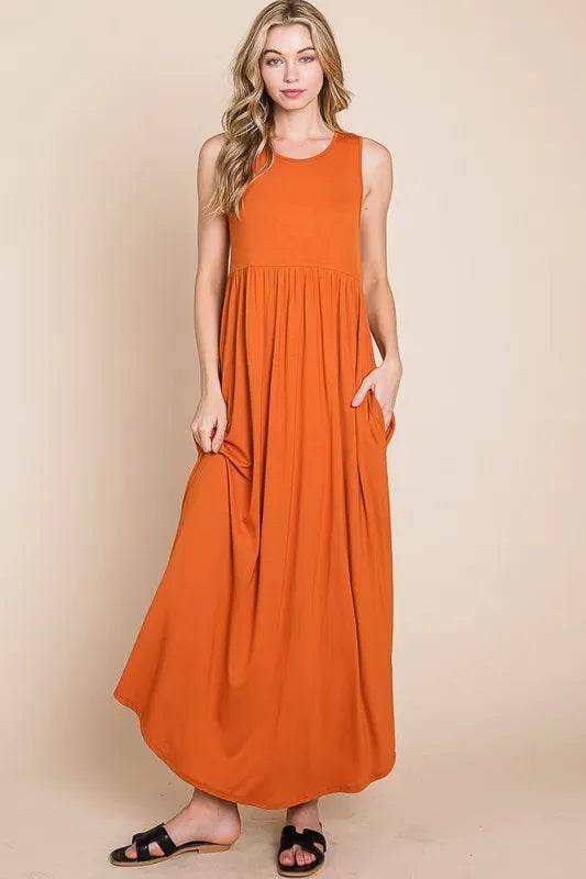BOMBOM Sleeveless Maxi Dress with Pockets - Veloro