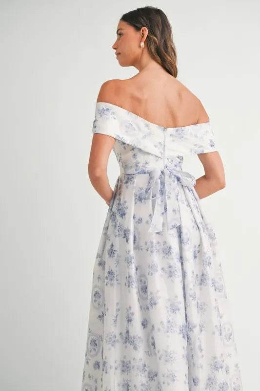 MABLE Floral Printed Off Shoulder Maxi Dress - Veloro