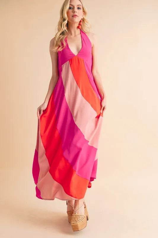 Aemi+Co Color Block Sleeveless Maxi Dress - Veloro