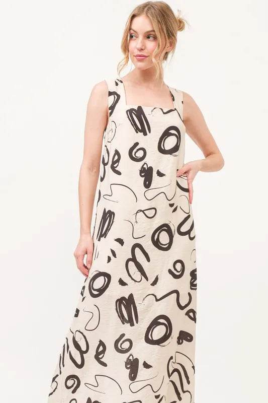 And The Why Square Neck Abstract Printed Maxi Dress - Veloro