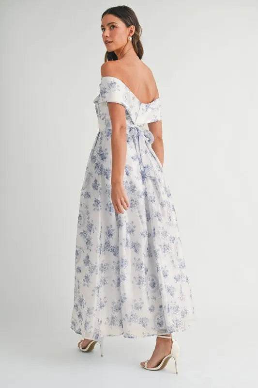 MABLE Floral Printed Off Shoulder Maxi Dress - Veloro