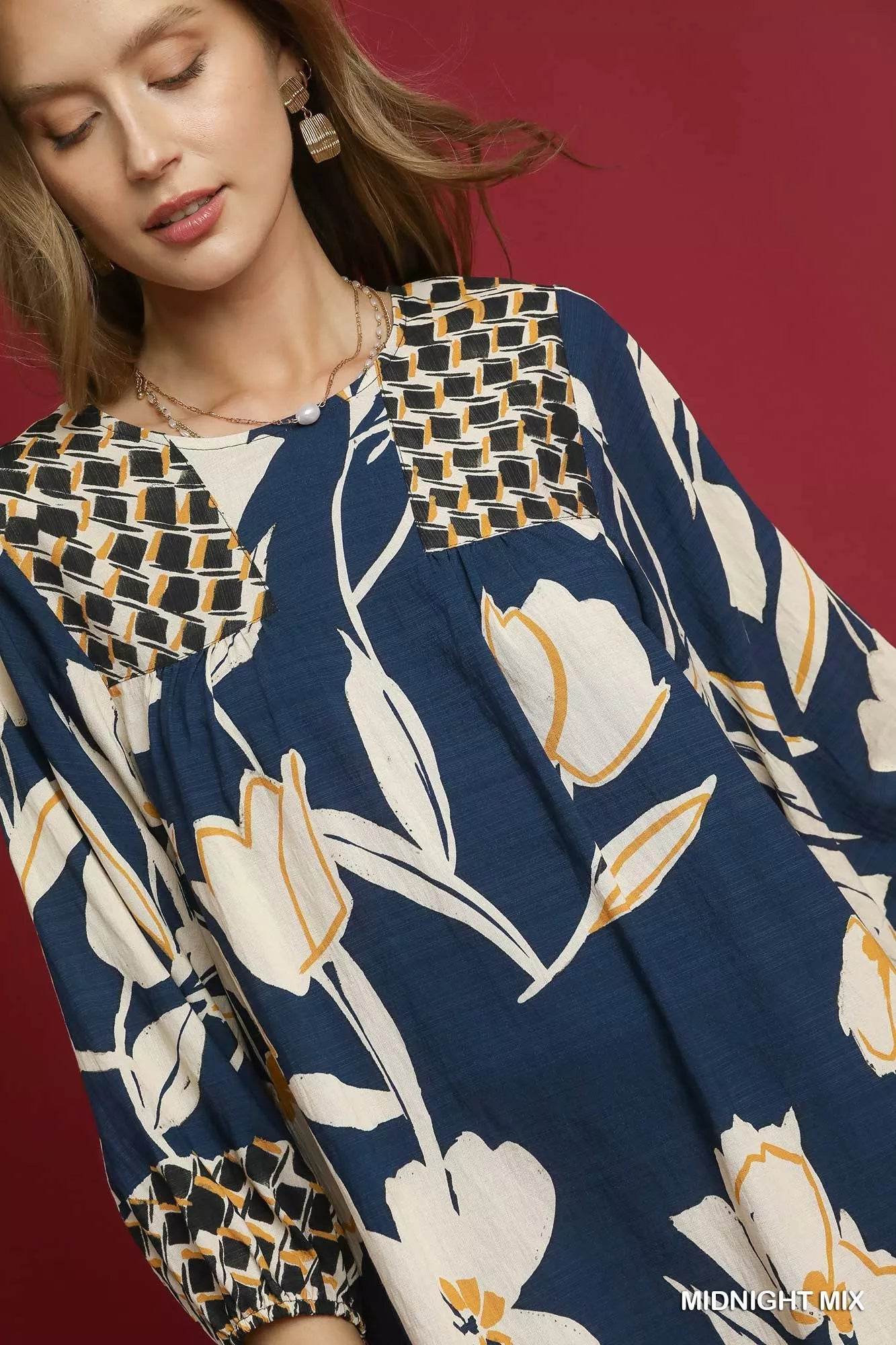 Umgee Floral High-Low Babydoll Dress - Veloro