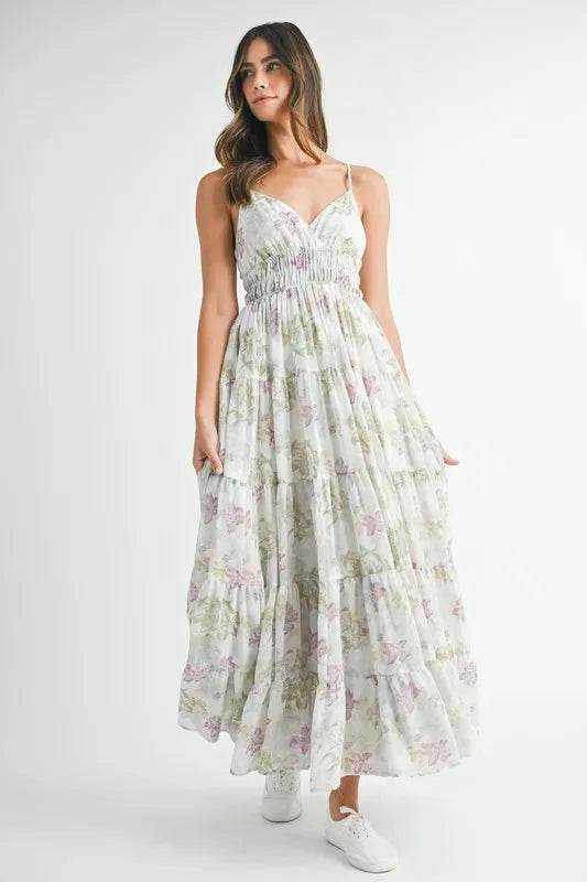 MABLE Floral Print Tiered Cami Maxi Dress - Veloro