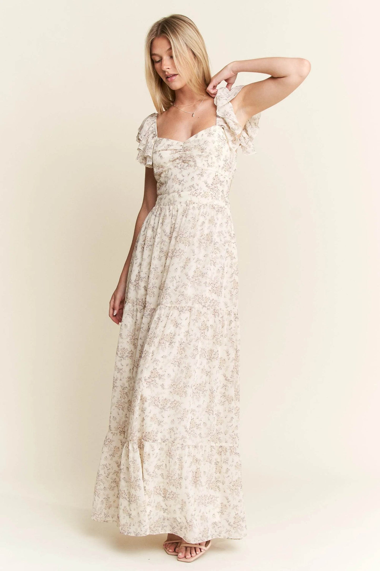 Jade By Jane Full Size Ruffle Sleeve Tiered Maxi Dress Plus Size - Veloro