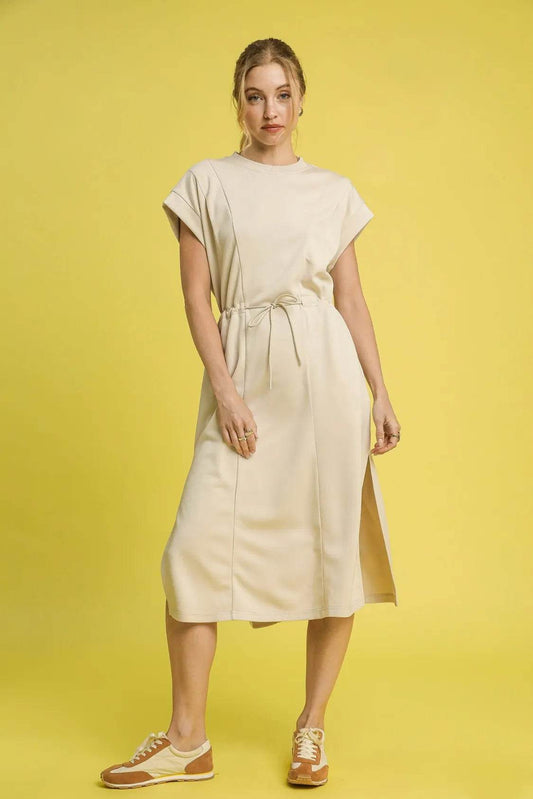 Umgee Side Slit Short Sleeve Midi Tee Dress - Veloro