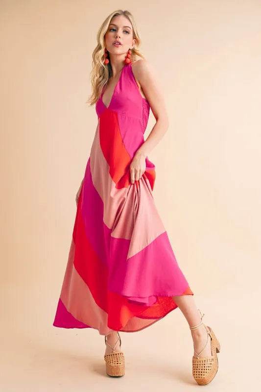 Aemi+Co Color Block Sleeveless Maxi Dress - Veloro