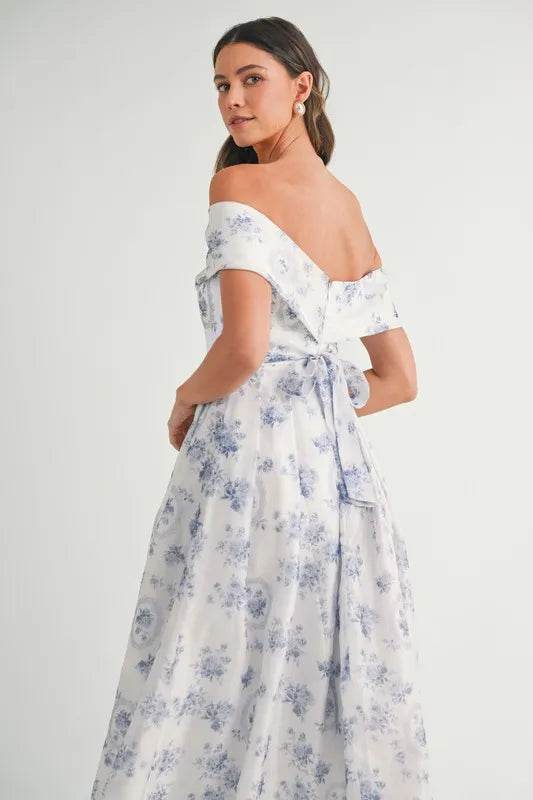 MABLE Floral Printed Off Shoulder Maxi Dress - Veloro