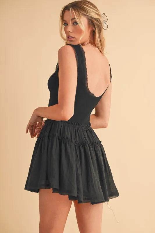 Aemi+Co Frill Sleeveless Drop Waist Mini Dress - Veloro