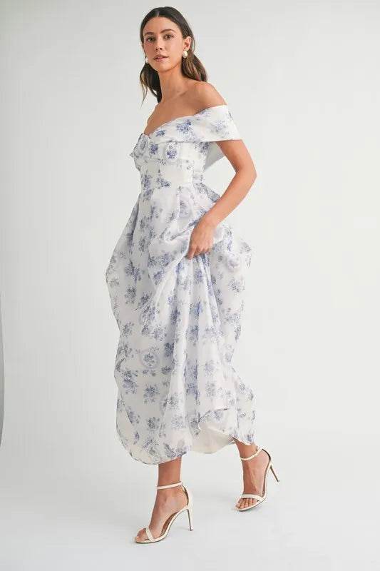 MABLE Floral Printed Off Shoulder Maxi Dress - Veloro