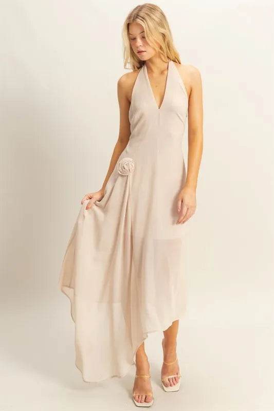 HYFVE Chiffon Halter Asymmetrical Hem Dress - Veloro