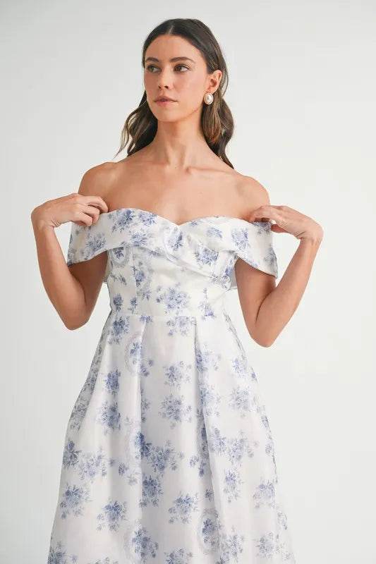 MABLE Floral Printed Off Shoulder Maxi Dress - Veloro