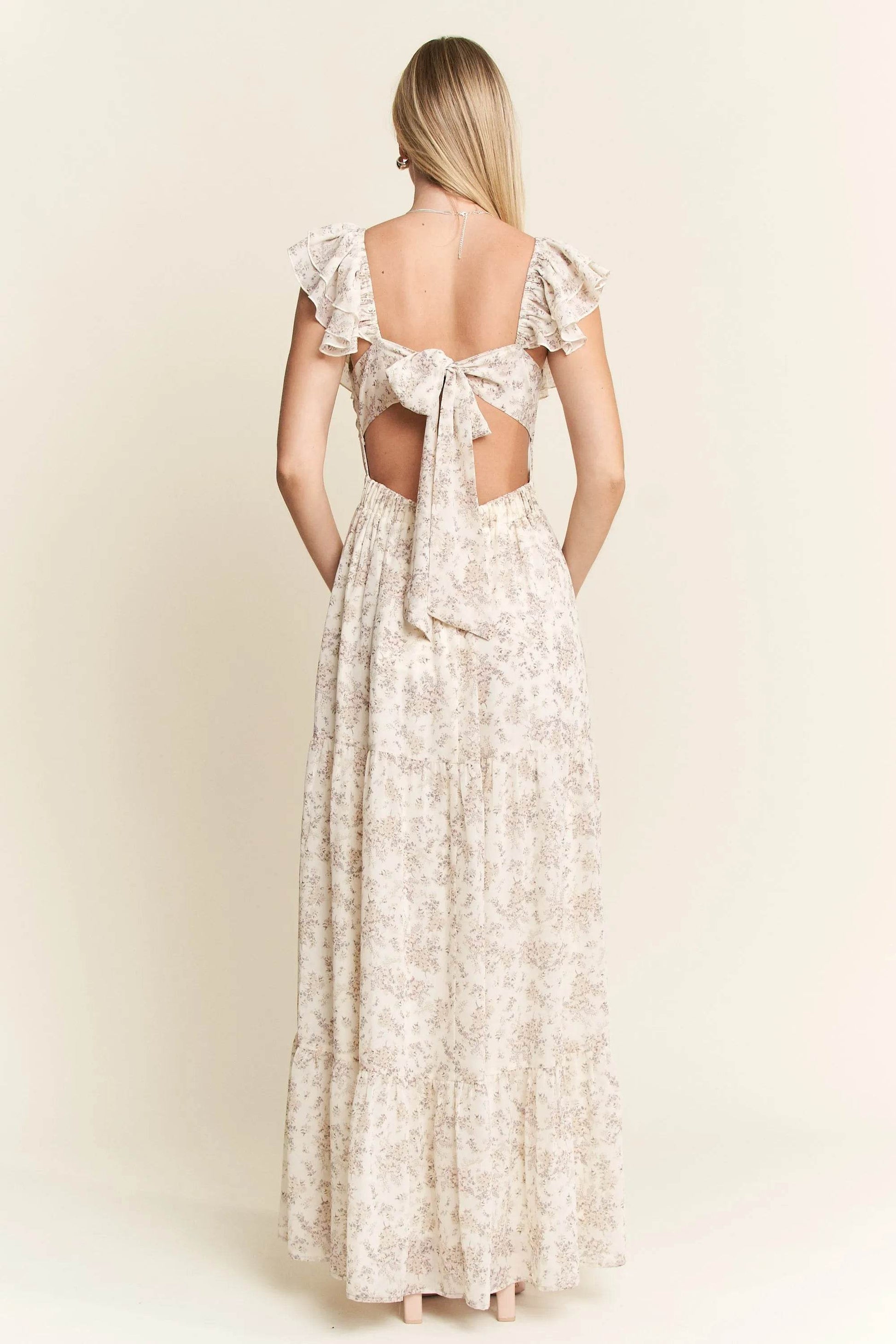 Jade By Jane Full Size Ruffle Sleeve Tiered Maxi Dress Plus Size - Veloro
