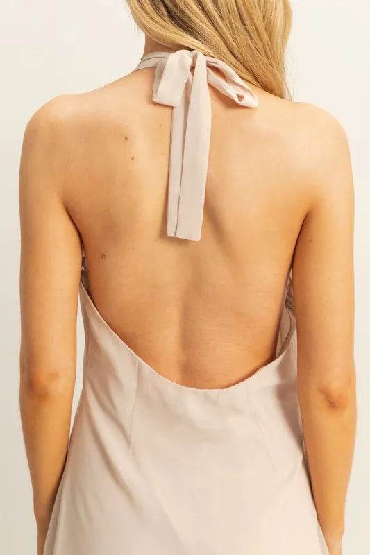HYFVE Chiffon Halter Asymmetrical Hem Dress - Veloro